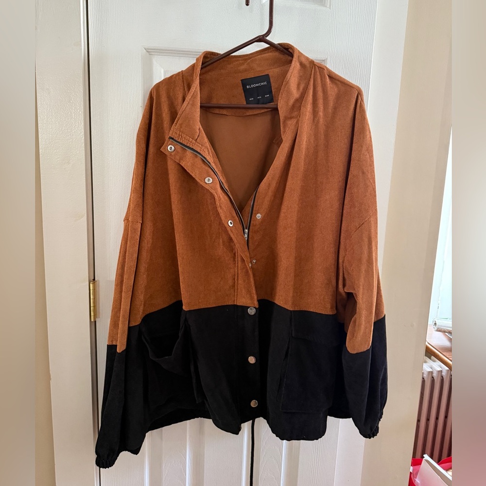 Color Block Black and Brown Jacket BloomChic